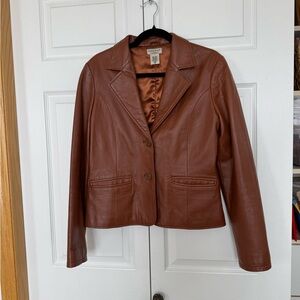 Guess Brown Leather Women's Jacket Blazer